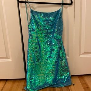 Urban Outfitters blue sparkly party dress.